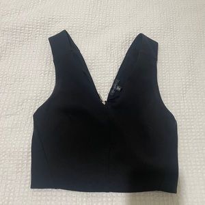 Unique black crop top with zipper back